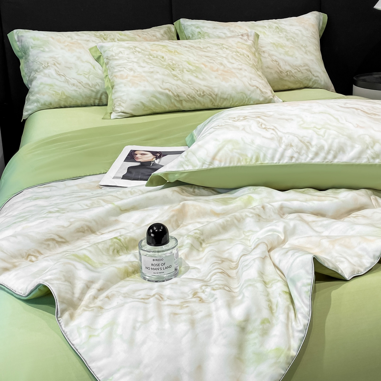 91家纺网 家纺一手货源 找家纺 慕尚家纺 2026春夏新款莱赛尔天丝夏被夏凉被空调被夏被四件套 青釉波纹