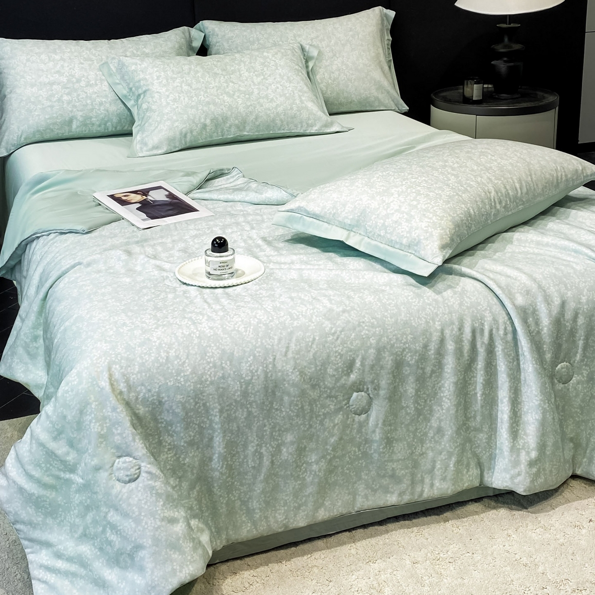 91家纺网 家纺一手货源 找家纺 慕尚家纺 2026春夏新款莱赛尔天丝夏被夏凉被空调被夏被四件套 蒲公英花