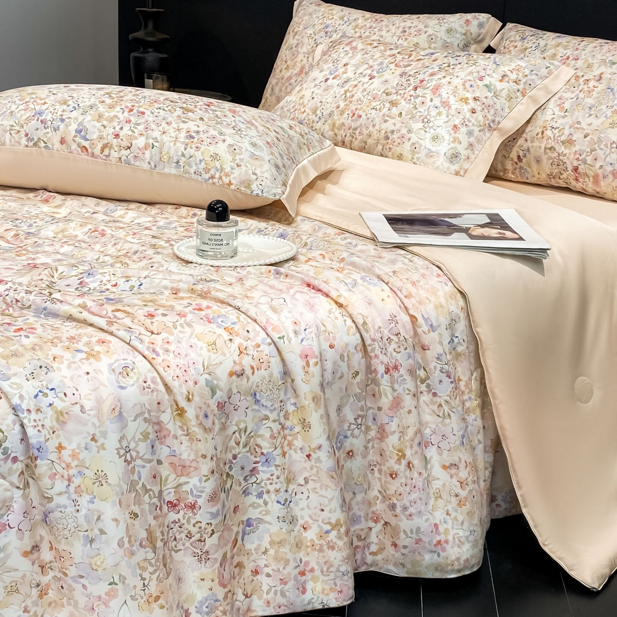 91家纺网 家纺一手货源 找家纺 慕尚家纺 2026春夏新款莱赛尔天丝夏被夏凉被空调被夏被四件套 繁花里