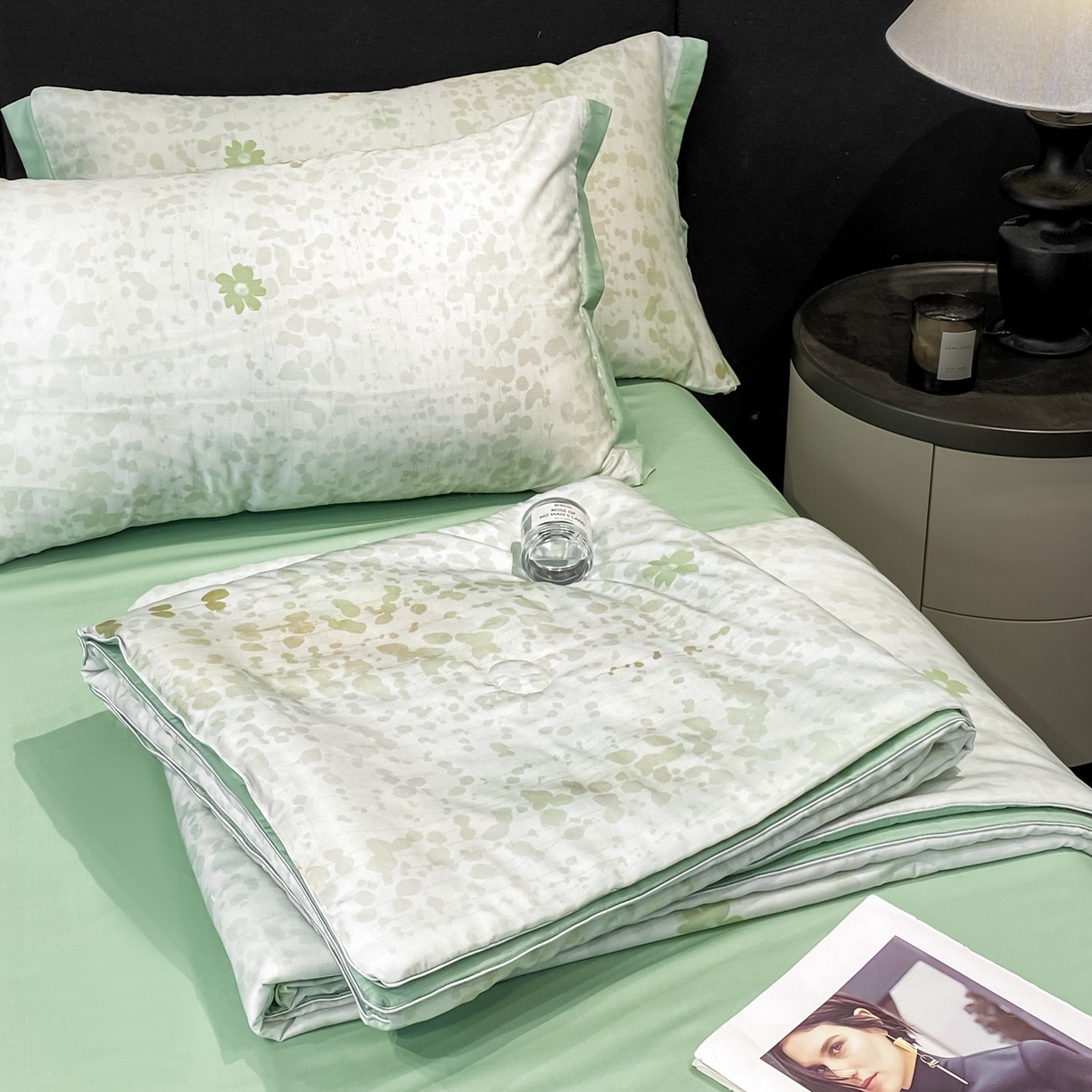 慕尚家纺 2026春夏新款莱赛尔天丝夏被夏凉被空调被夏被四件套 青栀