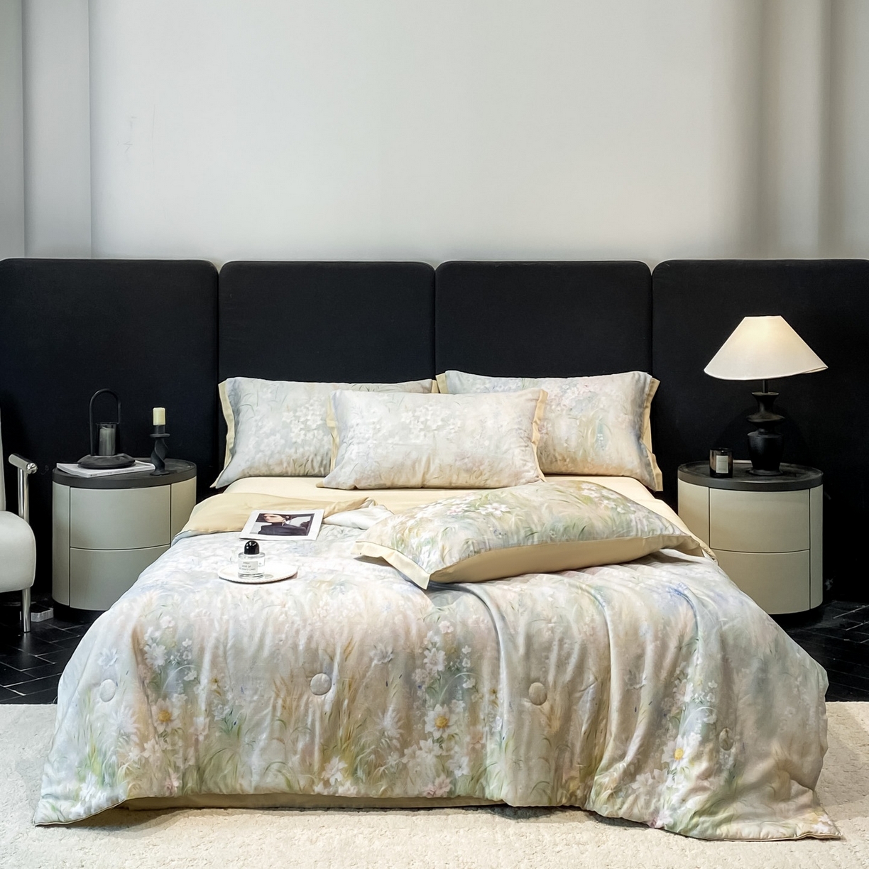 91家纺网 家纺一手货源 找家纺 慕尚家纺 2026春夏新款莱赛尔天丝夏被夏凉被空调被夏被四件套 野菊漫野