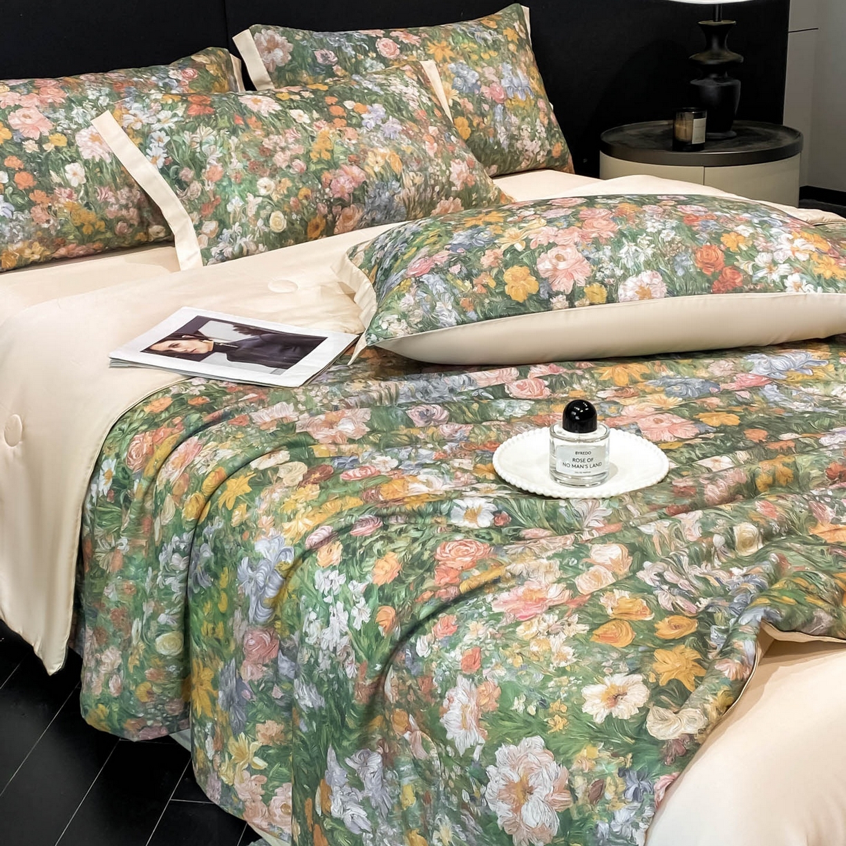 91家纺网 家纺一手货源 找家纺 慕尚家纺 2026春夏新款莱赛尔天丝夏被夏凉被空调被夏被四件套 莫奈花园