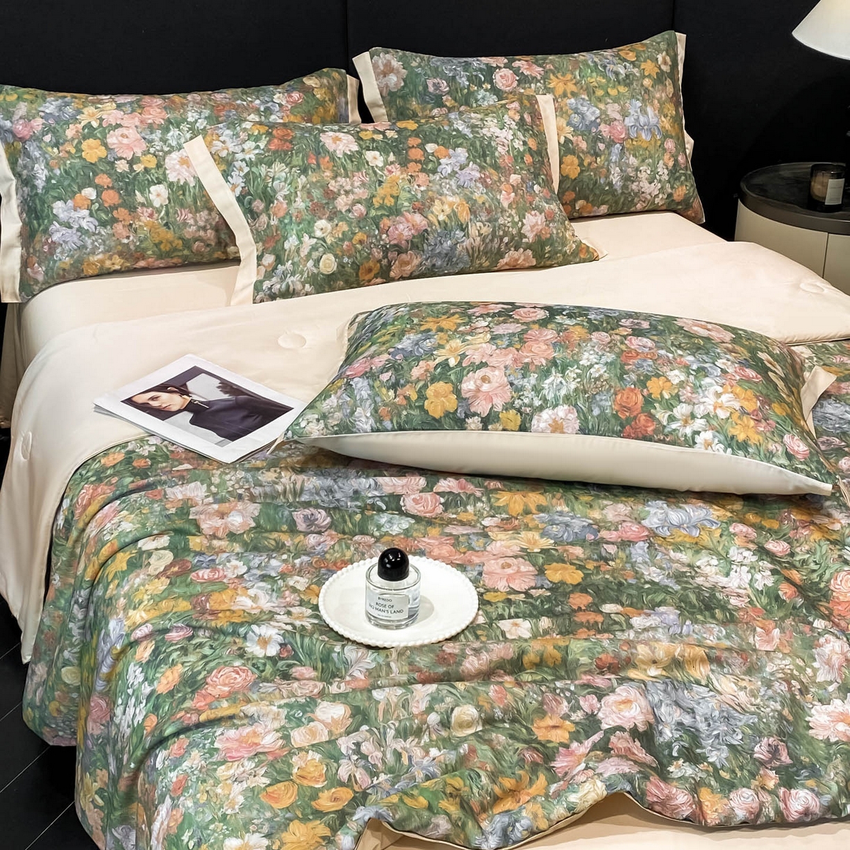 91家纺网 家纺一手货源 找家纺 慕尚家纺 2026春夏新款莱赛尔天丝夏被夏凉被空调被夏被四件套 莫奈花园