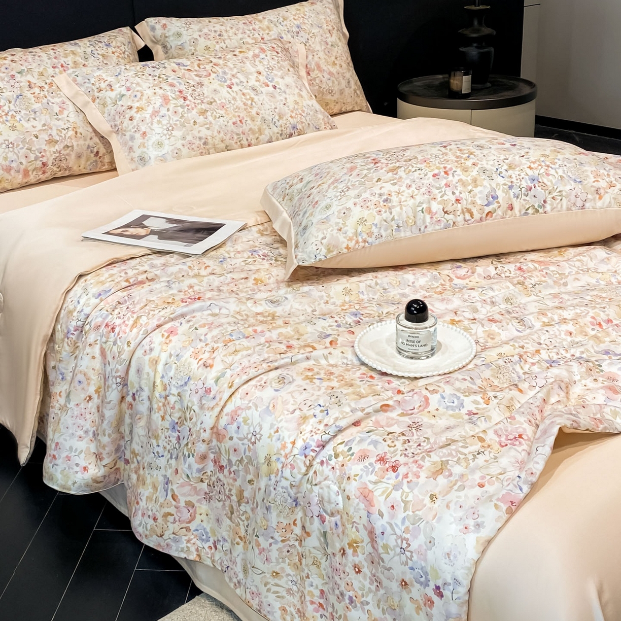 91家纺网 家纺一手货源 找家纺 慕尚家纺 2026春夏新款莱赛尔天丝夏被夏凉被空调被夏被四件套 繁花里