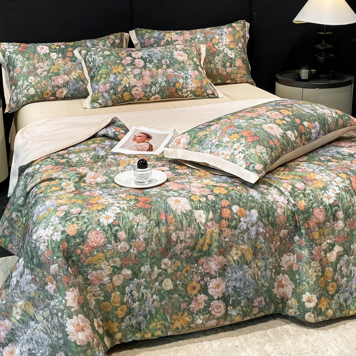 91家纺网 家纺一手货源 找家纺 慕尚家纺 2026春夏新款莱赛尔天丝夏被夏凉被空调被夏被四件套 莫奈花园