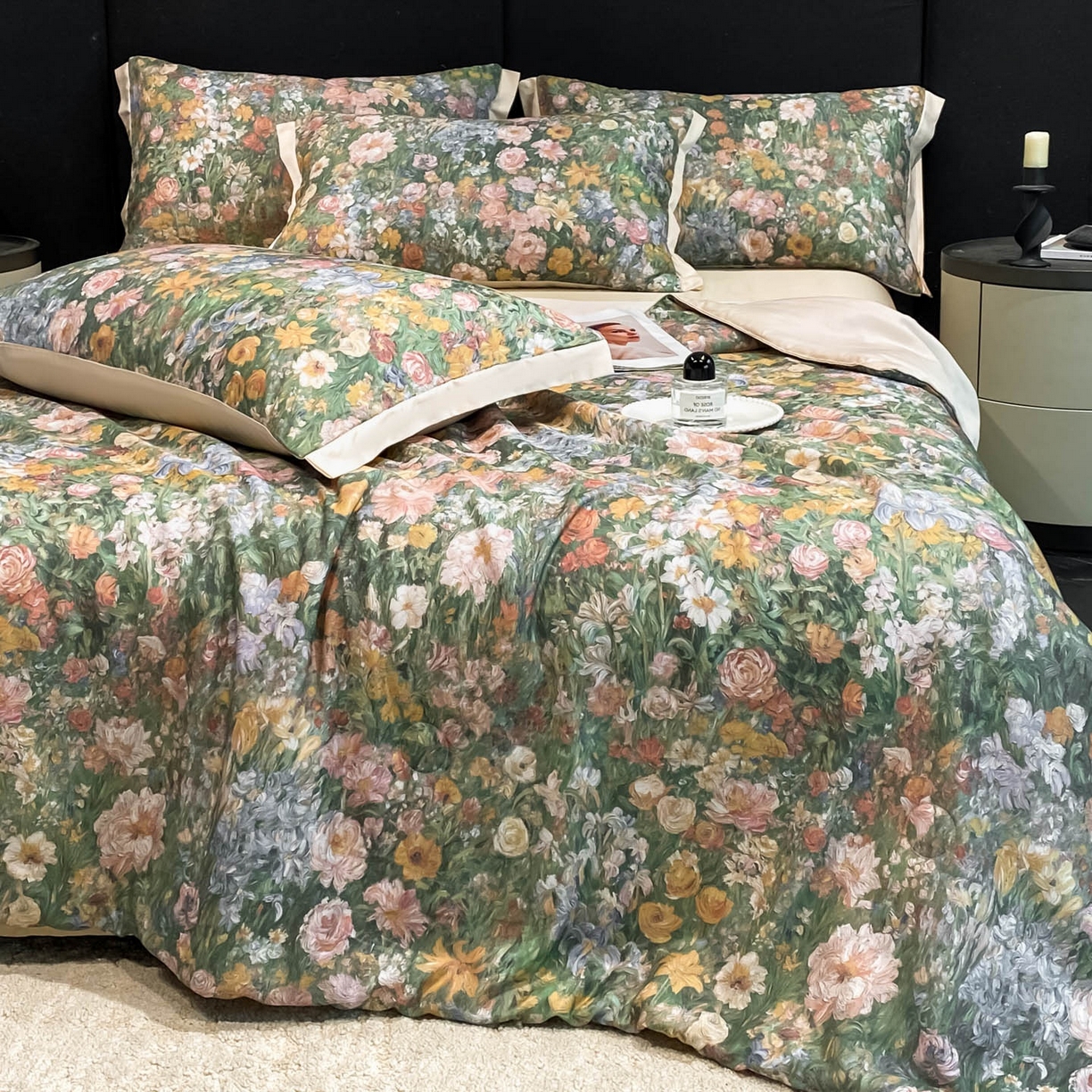 91家纺网 家纺一手货源 找家纺 慕尚家纺 2026春夏新款莱赛尔天丝夏被夏凉被空调被夏被四件套 莫奈花园