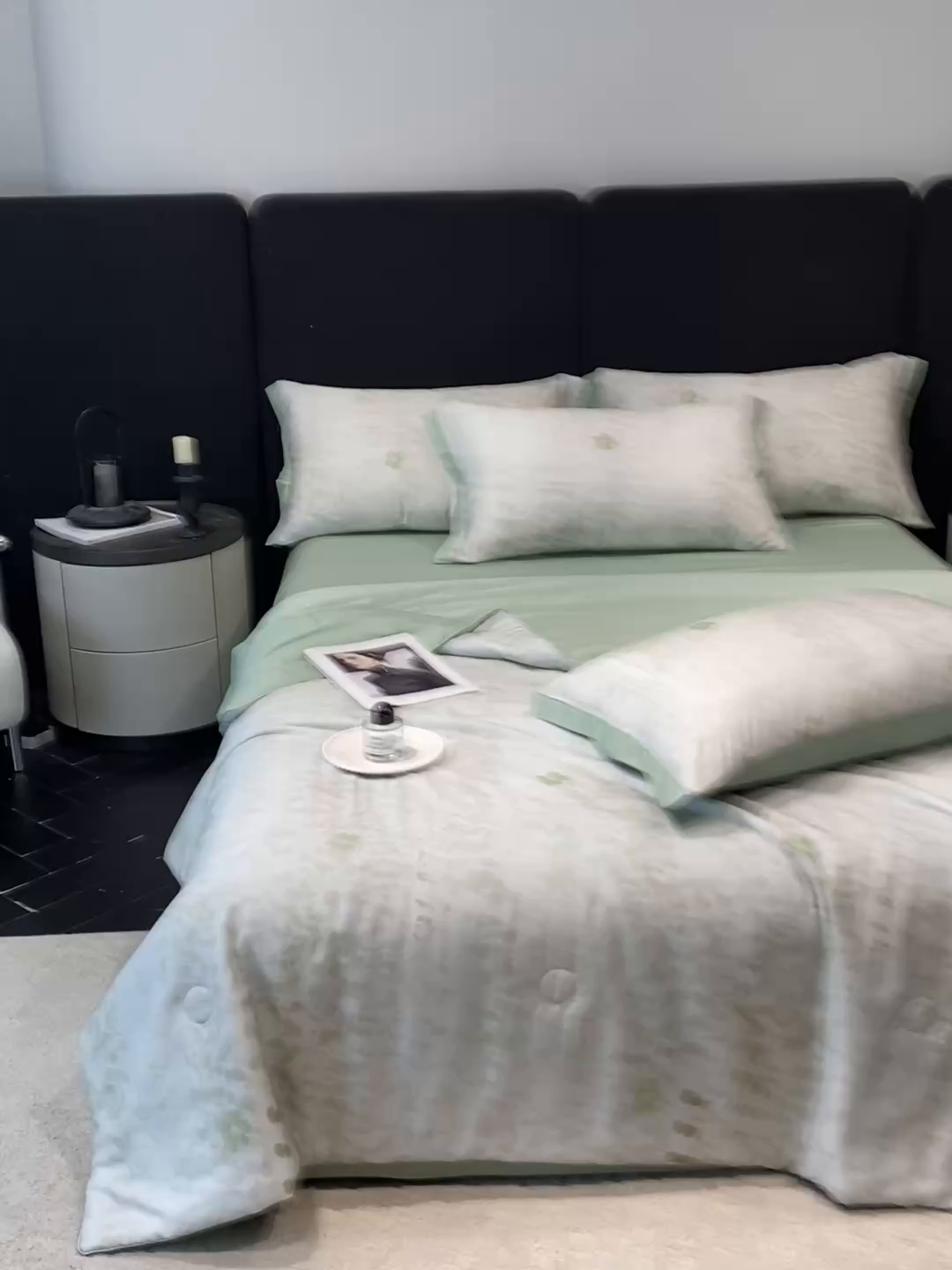 91家纺网 家纺一手货源 找家纺 慕尚家纺 2026春夏新款莱赛尔天丝夏被夏凉被空调被夏被四件套 青栀