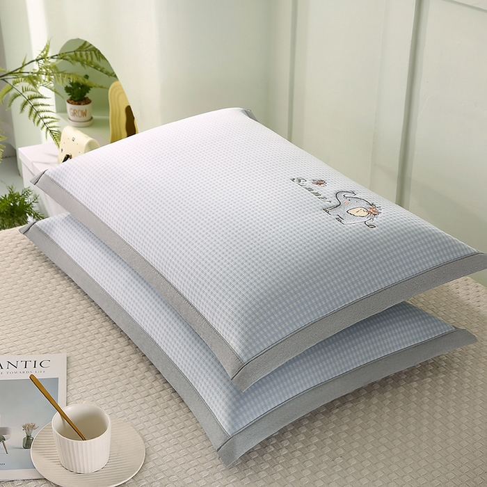 91家纺网 家纺一手货源 找家纺 小牛席业 2026新款夏日小象冰丝夏凉枕枕头枕芯 蓝色