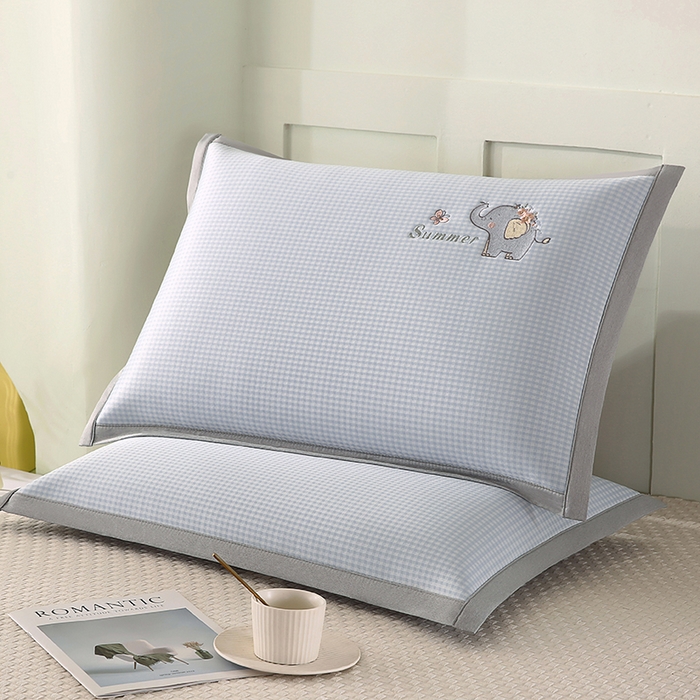 小牛席业 2026新款夏日小象冰丝夏凉枕枕头枕芯 蓝色