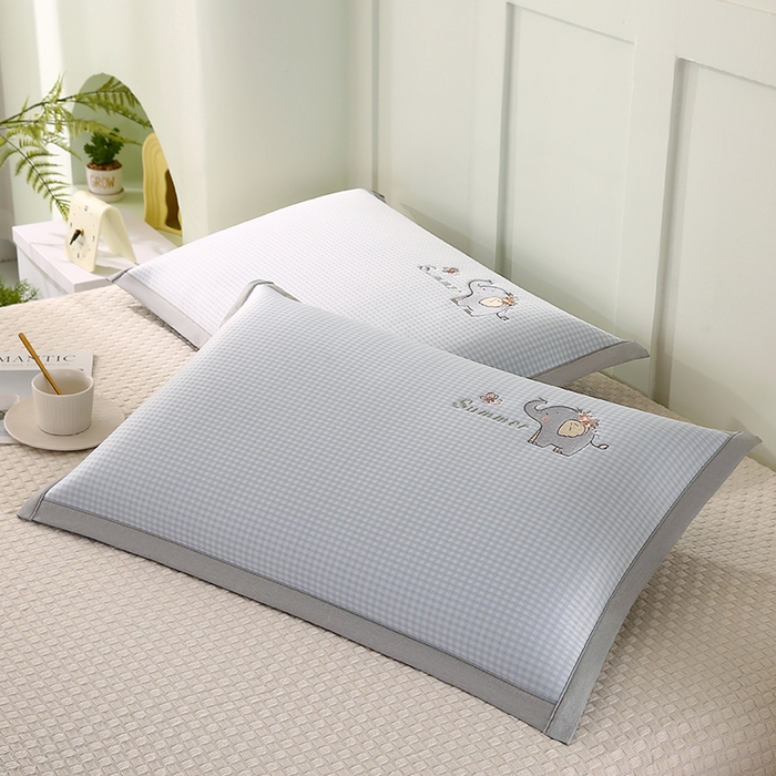 91家纺网 家纺一手货源 找家纺 小牛席业 2026新款夏日小象冰丝夏凉枕枕头枕芯 蓝色