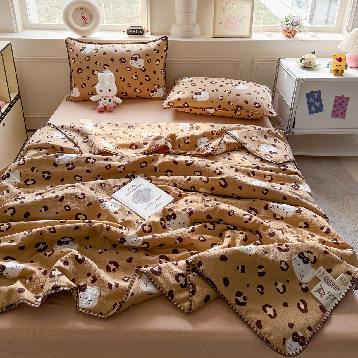 91家纺网 家纺一手货源 找家纺 （总）晚爱家纺（原晚安家居） 2026新款云感双层纱三角针夏被母婴级夏凉被贝壳边贝壳绣空调被四件套