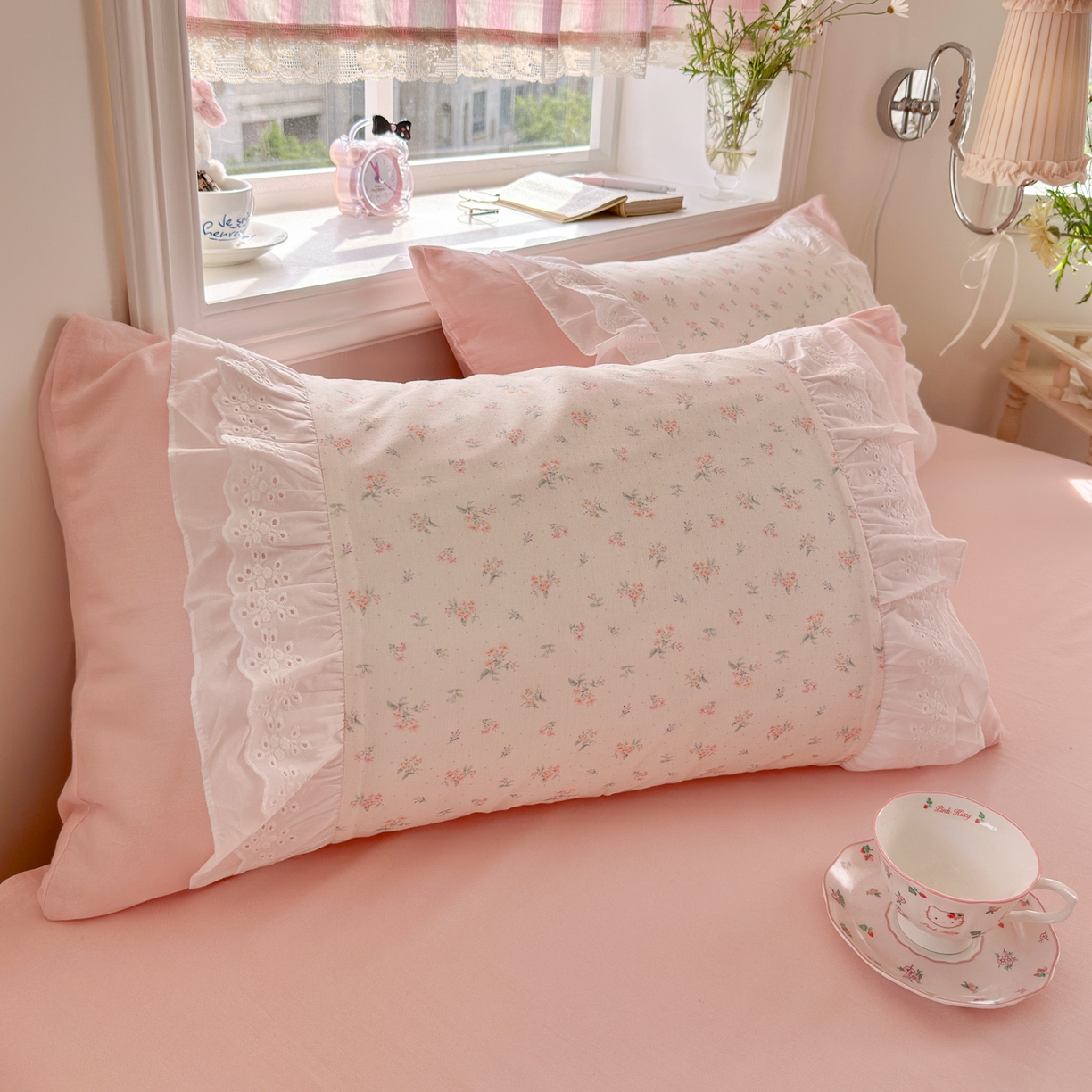 91家纺网 家纺一手货源 找家纺 （总）锦彩家居 2026新款A类全棉纯棉双层纱韩式花边款小清新四件套INS小红书博主风提供买家秀