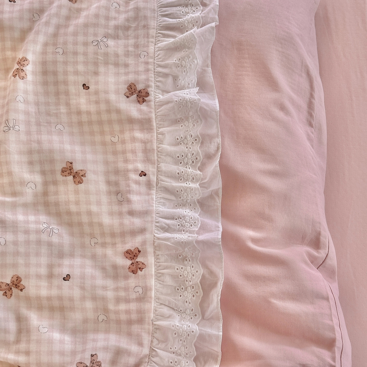 91家纺网 家纺一手货源 找家纺 锦彩家居 2026新款A类全棉纯棉双层纱韩式花边款小清新四件套INS小红书博主风提供买家秀 泡芙公主