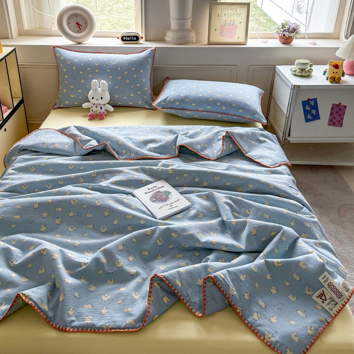 晚爱家纺（原晚安家居） 2026新款云感双层纱三角针夏被母婴级夏凉被贝壳边贝壳绣空调被四件套 项天歌