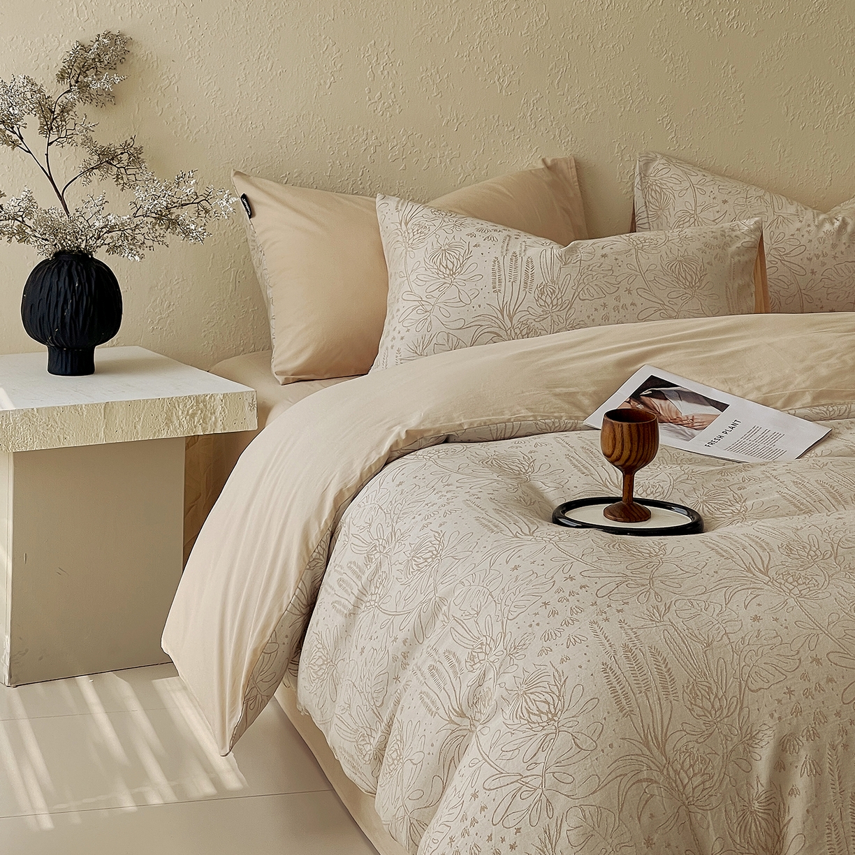 91家纺网 家纺一手货源 找家纺 小懒猪 2026新款棉麻立体提花四件套 棉麻凝夏