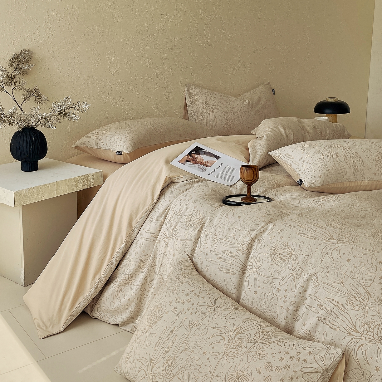 91家纺网 家纺一手货源 找家纺 小懒猪 2026新款棉麻立体提花四件套 棉麻凝夏