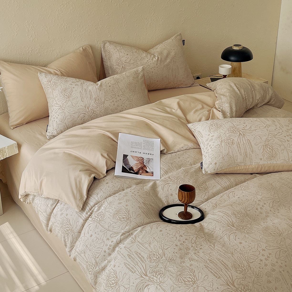 91家纺网 家纺一手货源 找家纺 小懒猪 2026新款棉麻立体提花四件套 棉麻凝夏