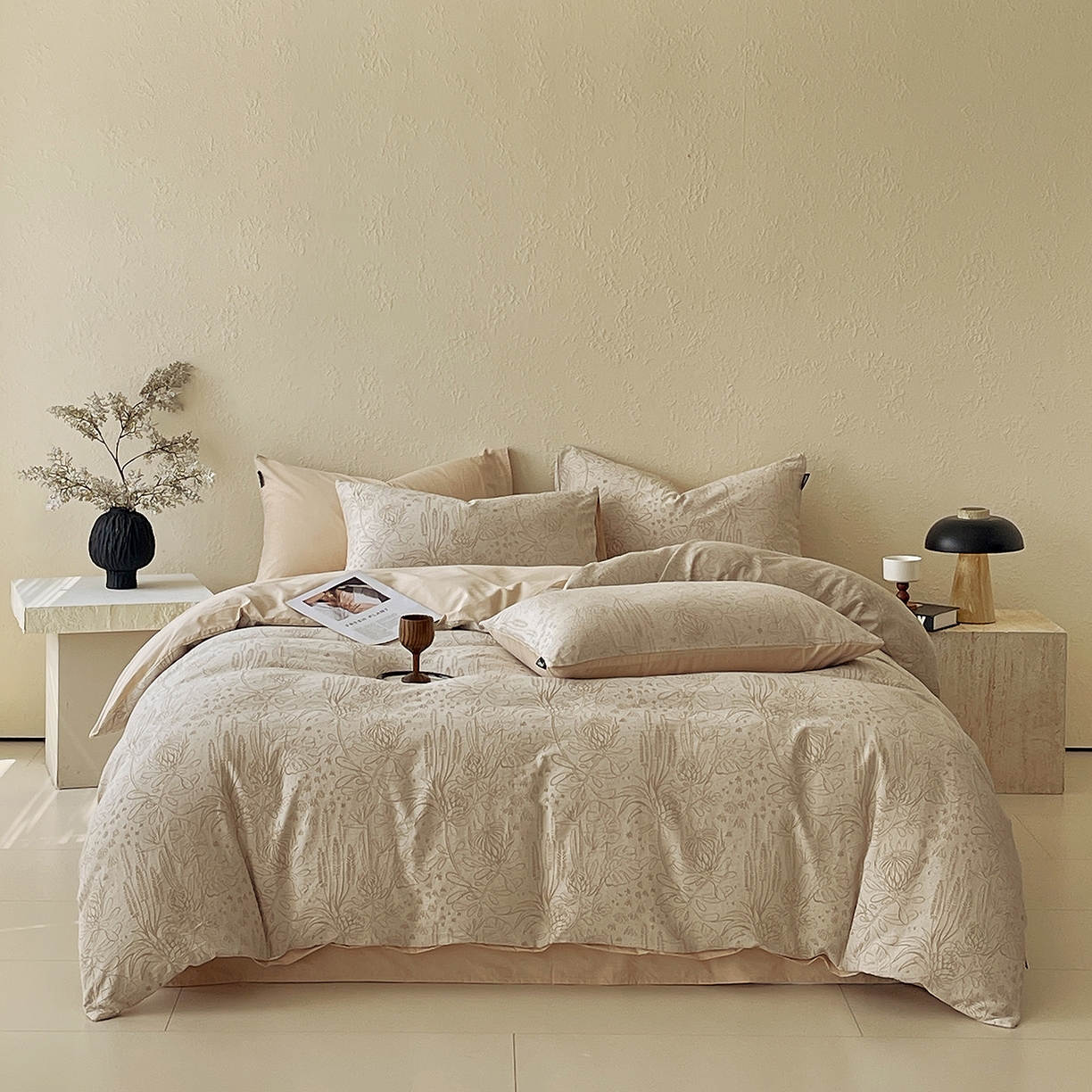 91家纺网 家纺一手货源 找家纺 小懒猪 2026新款棉麻立体提花四件套 棉麻凝夏