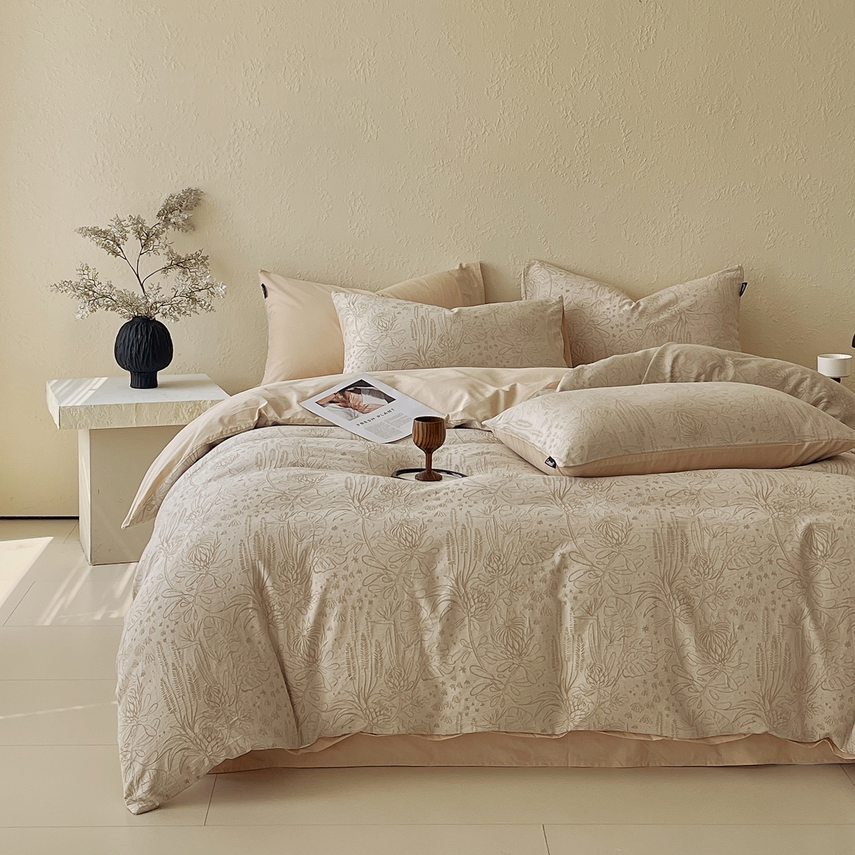 91家纺网 家纺一手货源 找家纺 小懒猪 2026新款棉麻立体提花四件套 棉麻凝夏