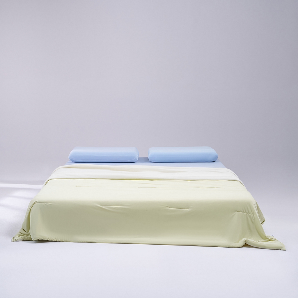 91家纺网 家纺一手货源 找家纺 花享莱 2026新款亚朵酒店同款被深睡双感凉感被夏被夏凉被空调被控温被pro3.0 竹青黄