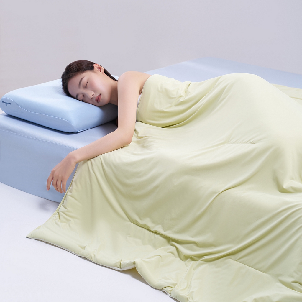 91家纺网 家纺一手货源 找家纺 花享莱 2026新款亚朵酒店同款被深睡双感凉感被夏被夏凉被空调被控温被pro3.0 竹青黄