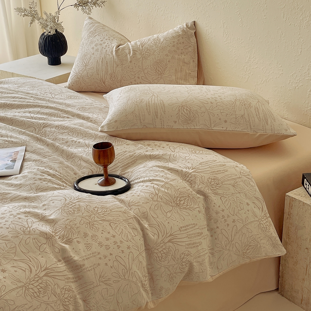 91家纺网 家纺一手货源 找家纺 小懒猪 2026新款棉麻立体提花四件套 棉麻凝夏