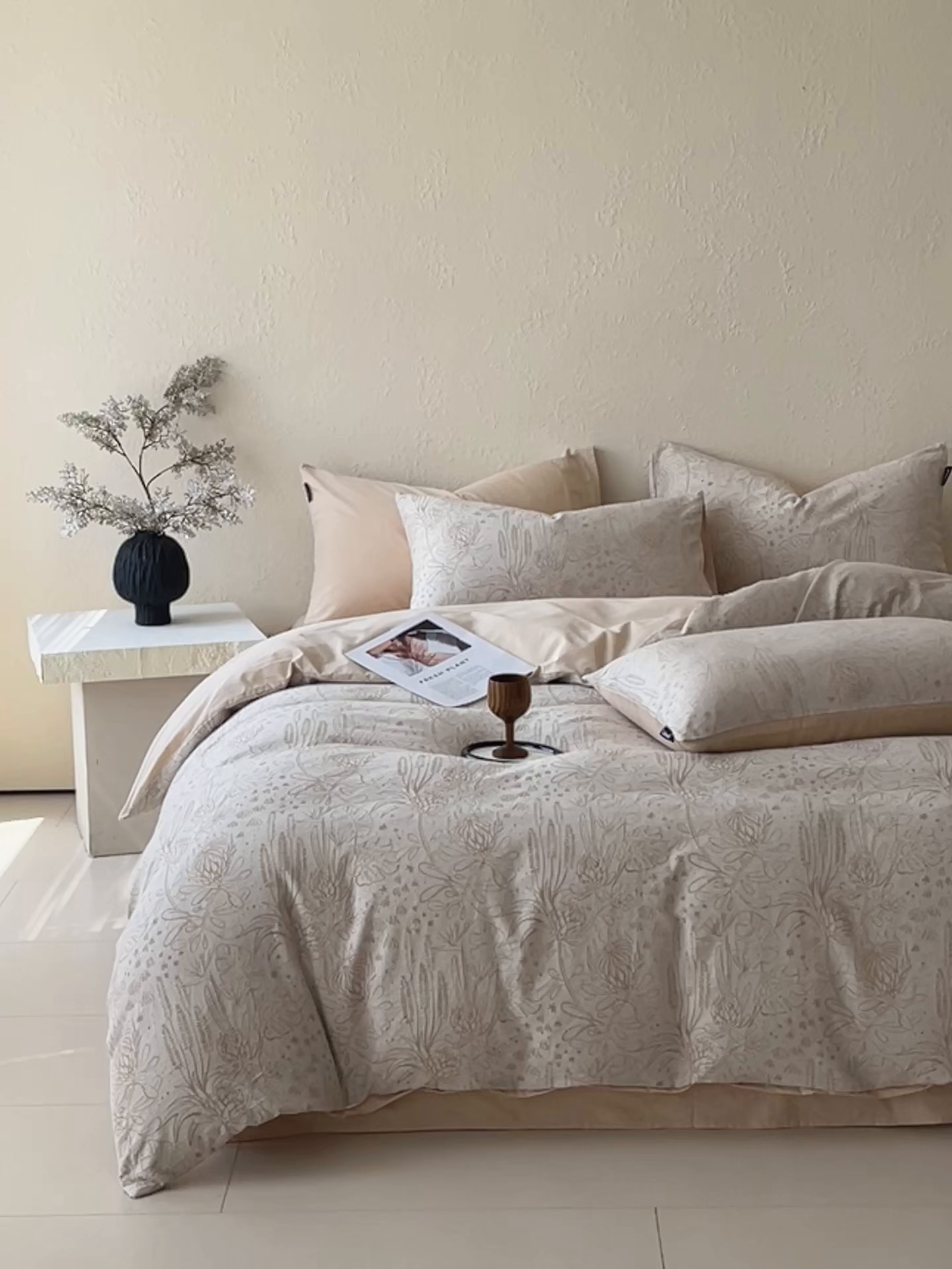 91家纺网 家纺一手货源 找家纺 小懒猪 2026新款棉麻立体提花四件套 棉麻凝夏