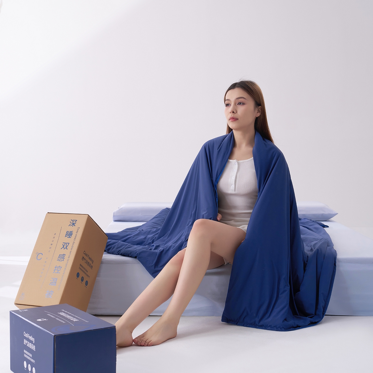 91家纺网 家纺一手货源 找家纺 花享莱 2026新款亚朵同款质量夏季双感深睡被夏被夏被夏凉被pro3.0 深睡蓝