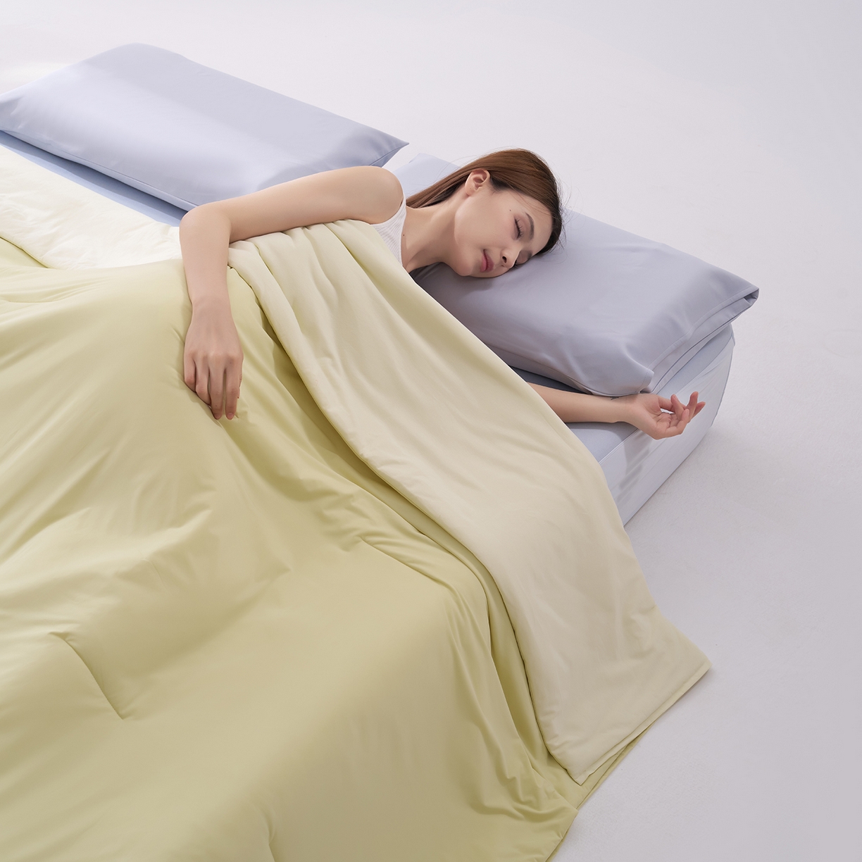 91家纺网 家纺一手货源 找家纺 花享莱 2026新款亚朵同款质量夏季双感深睡被夏被夏被夏凉被pro3.0 竹青黄