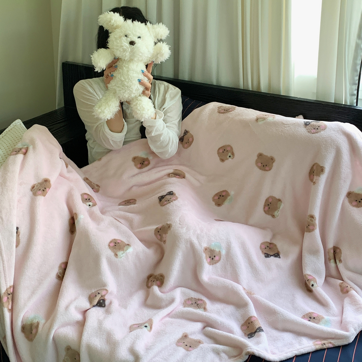 91家纺网 家纺一手货源 找家纺 桃喜 2026新款330g双面印花牛奶绒毛毯毯子 小熊奶盖