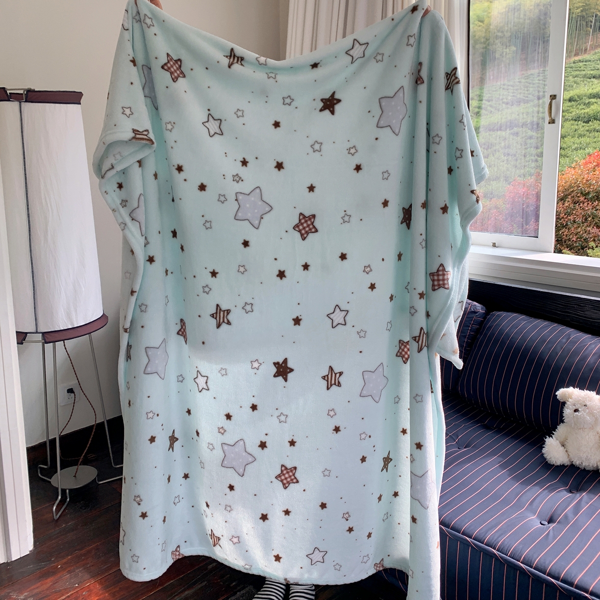 桃喜 2026新款330g双面印花牛奶绒毛毯毯子 薄荷星冰乐