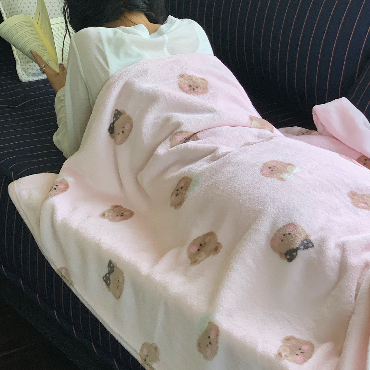 91家纺网 家纺一手货源 找家纺 桃喜 2026新款330g双面印花牛奶绒毛毯毯子 小熊奶盖