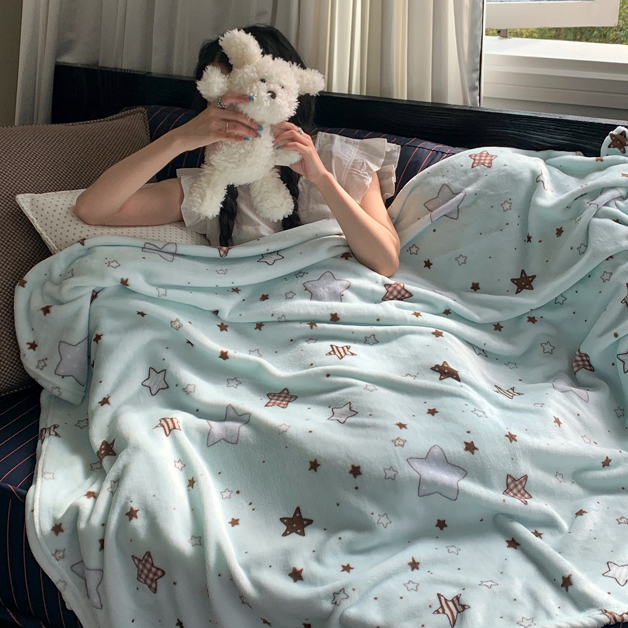 91家纺网 家纺一手货源 找家纺 桃喜 2026新款330g双面印花牛奶绒毛毯毯子 薄荷星冰乐