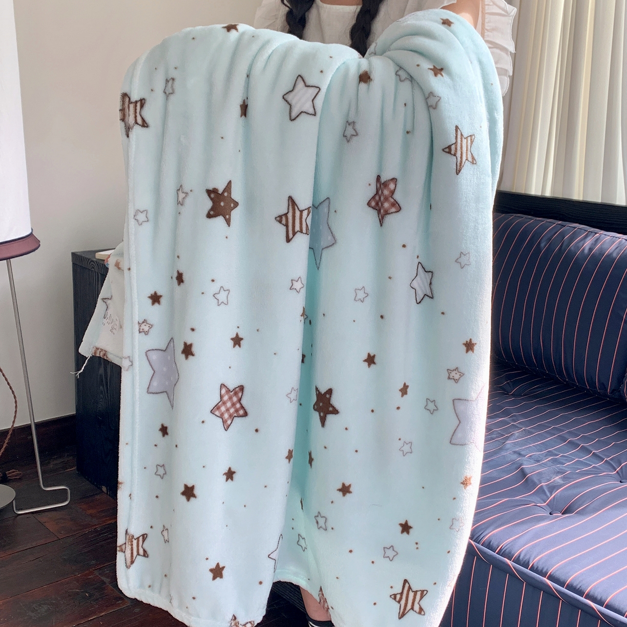 91家纺网 家纺一手货源 找家纺 桃喜 2026新款330g双面印花牛奶绒毛毯毯子 薄荷星冰乐