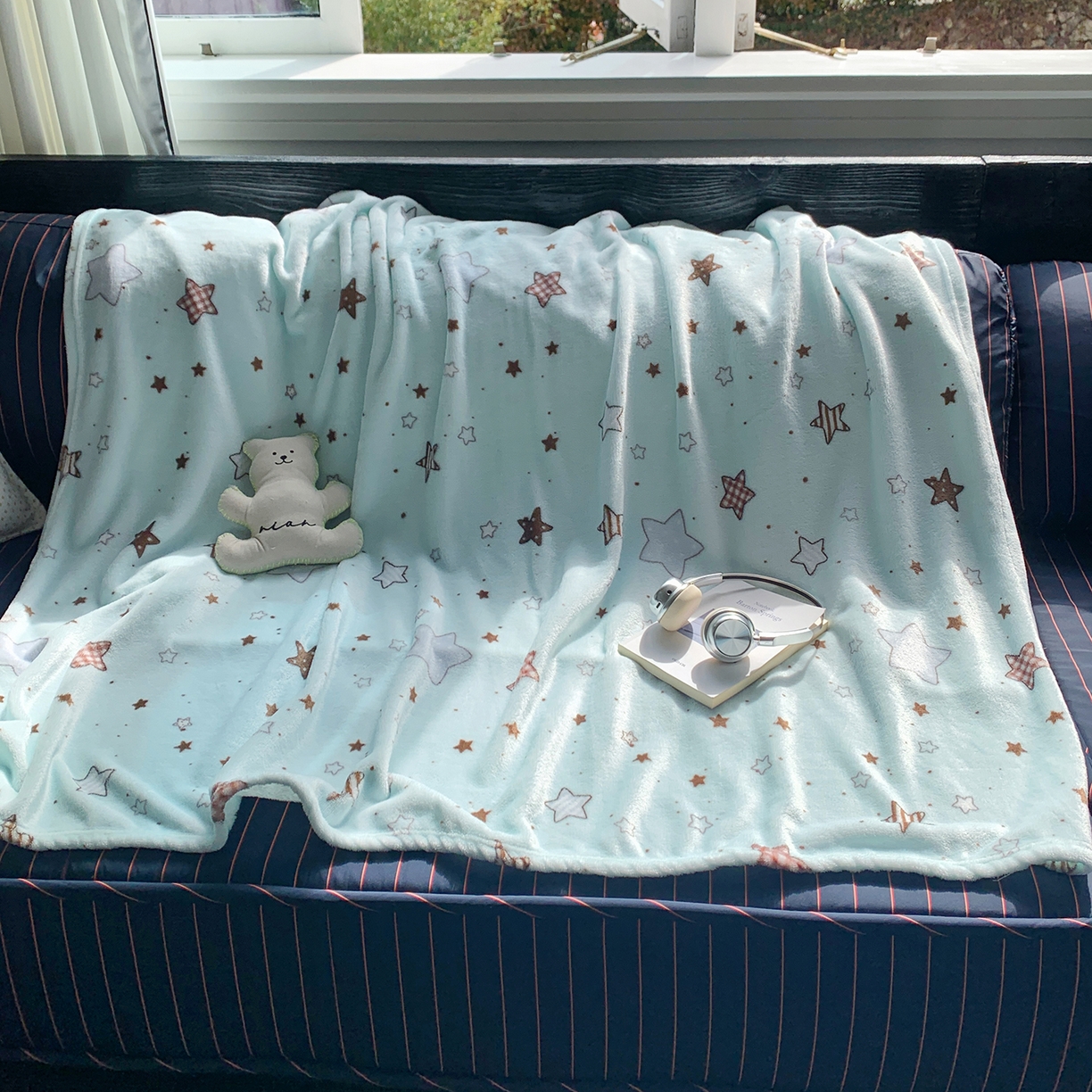 91家纺网 家纺一手货源 找家纺 桃喜 2026新款330g双面印花牛奶绒毛毯毯子 薄荷星冰乐