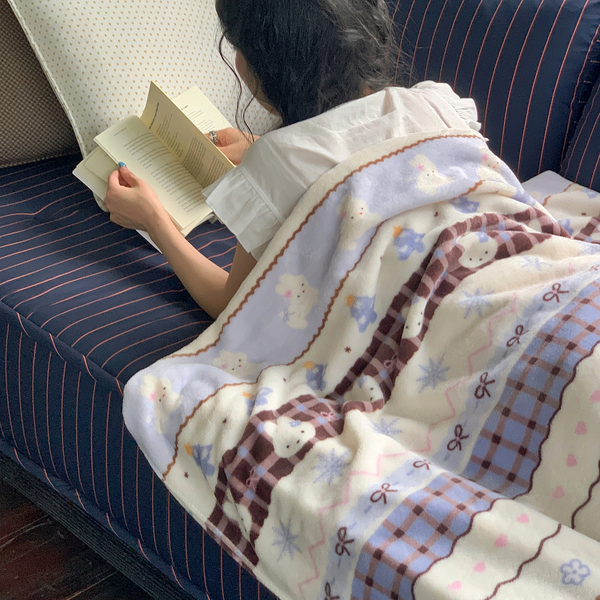 91家纺网 家纺一手货源 找家纺 桃喜 2026新款330g双面印花牛奶绒毛毯毯子 费尔岛小兔