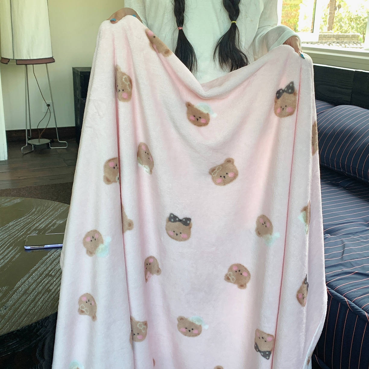 91家纺网 家纺一手货源 找家纺 桃喜 2026新款330g双面印花牛奶绒毛毯毯子 小熊奶盖