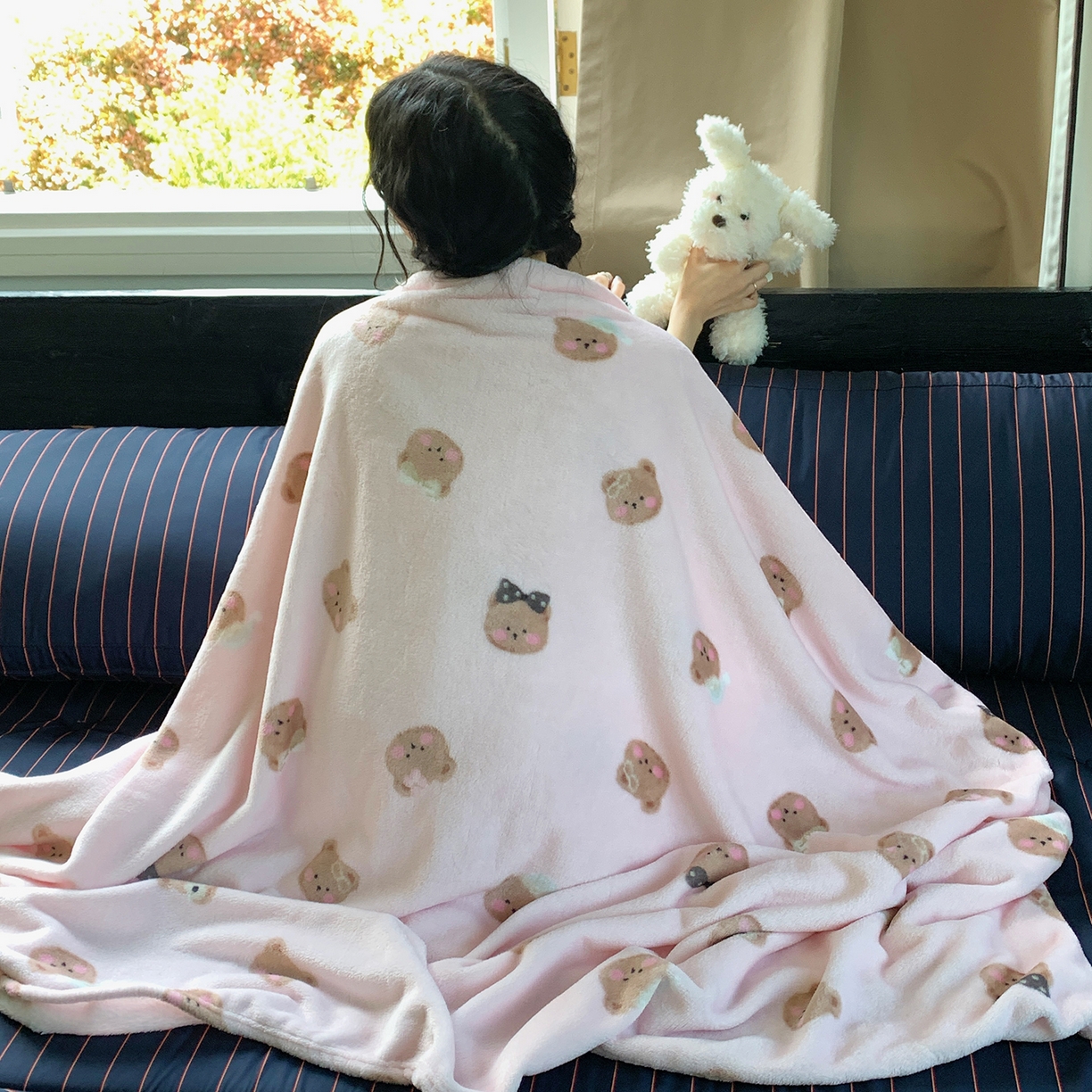 91家纺网 家纺一手货源 找家纺 桃喜 2026新款330g双面印花牛奶绒毛毯毯子 小熊奶盖
