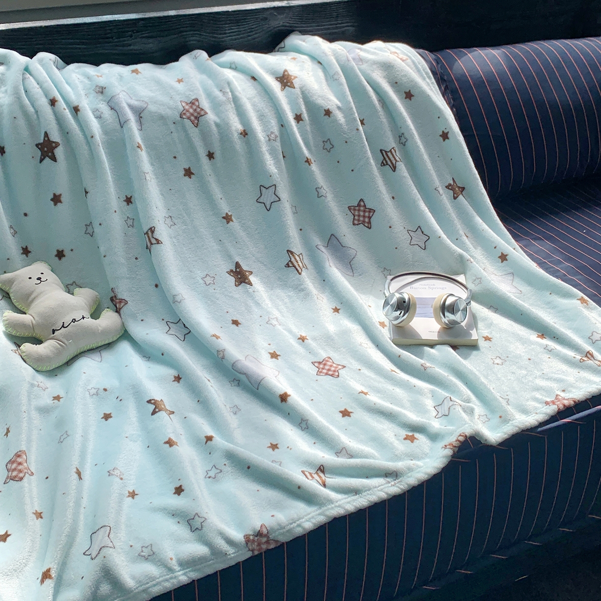 91家纺网 家纺一手货源 找家纺 桃喜 2026新款330g双面印花牛奶绒毛毯毯子 薄荷星冰乐