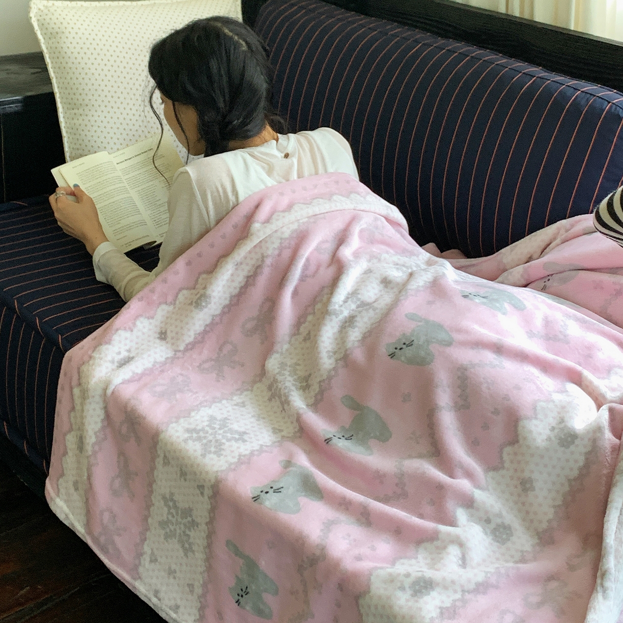 91家纺网 家纺一手货源 找家纺 桃喜 2026新款330g双面印花牛奶绒毛毯毯子 费尔岛小猫