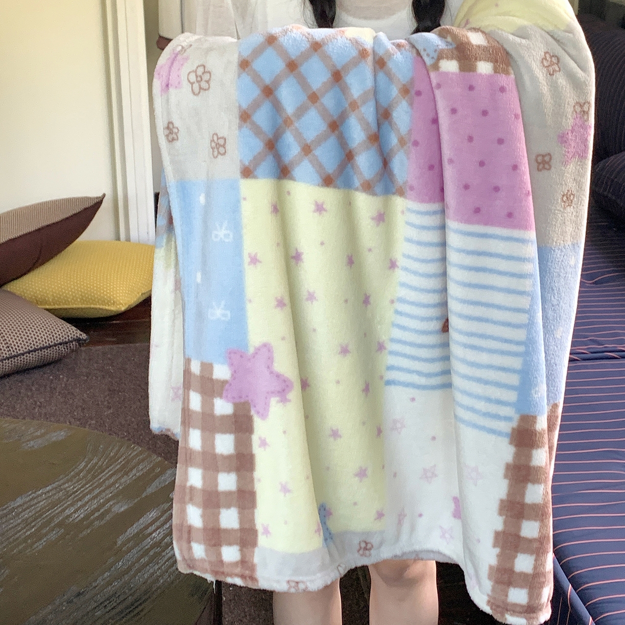 91家纺网 家纺一手货源 找家纺 桃喜 2026新款330g双面印花牛奶绒毛毯毯子 软糖拼布星星