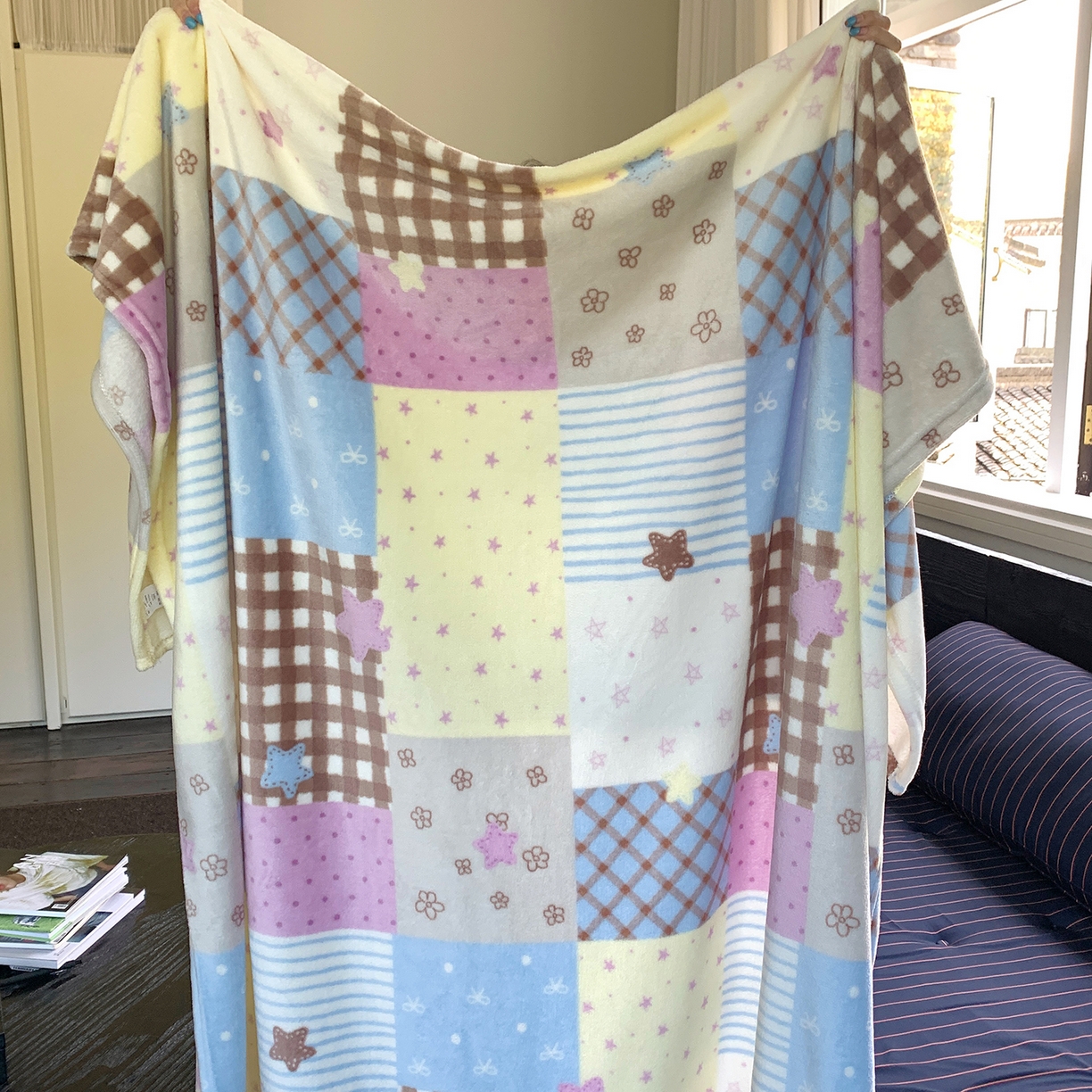 桃喜 2026新款330g双面印花牛奶绒毛毯毯子 软糖拼布星星