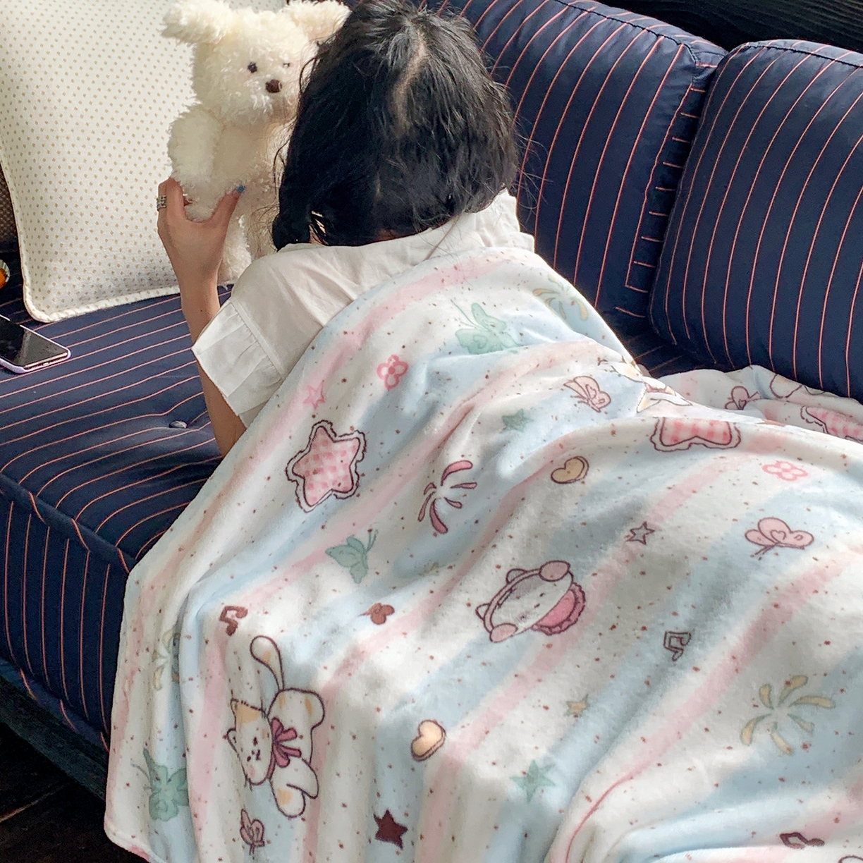 91家纺网 家纺一手货源 找家纺 桃喜 2026新款330g双面印花牛奶绒毛毯毯子 马卡龙猫咪