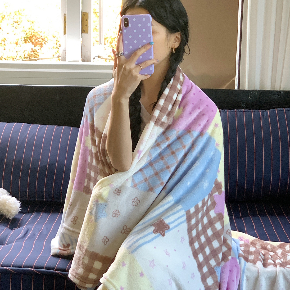 91家纺网 家纺一手货源 找家纺 桃喜 2026新款330g双面印花牛奶绒毛毯毯子 软糖拼布星星