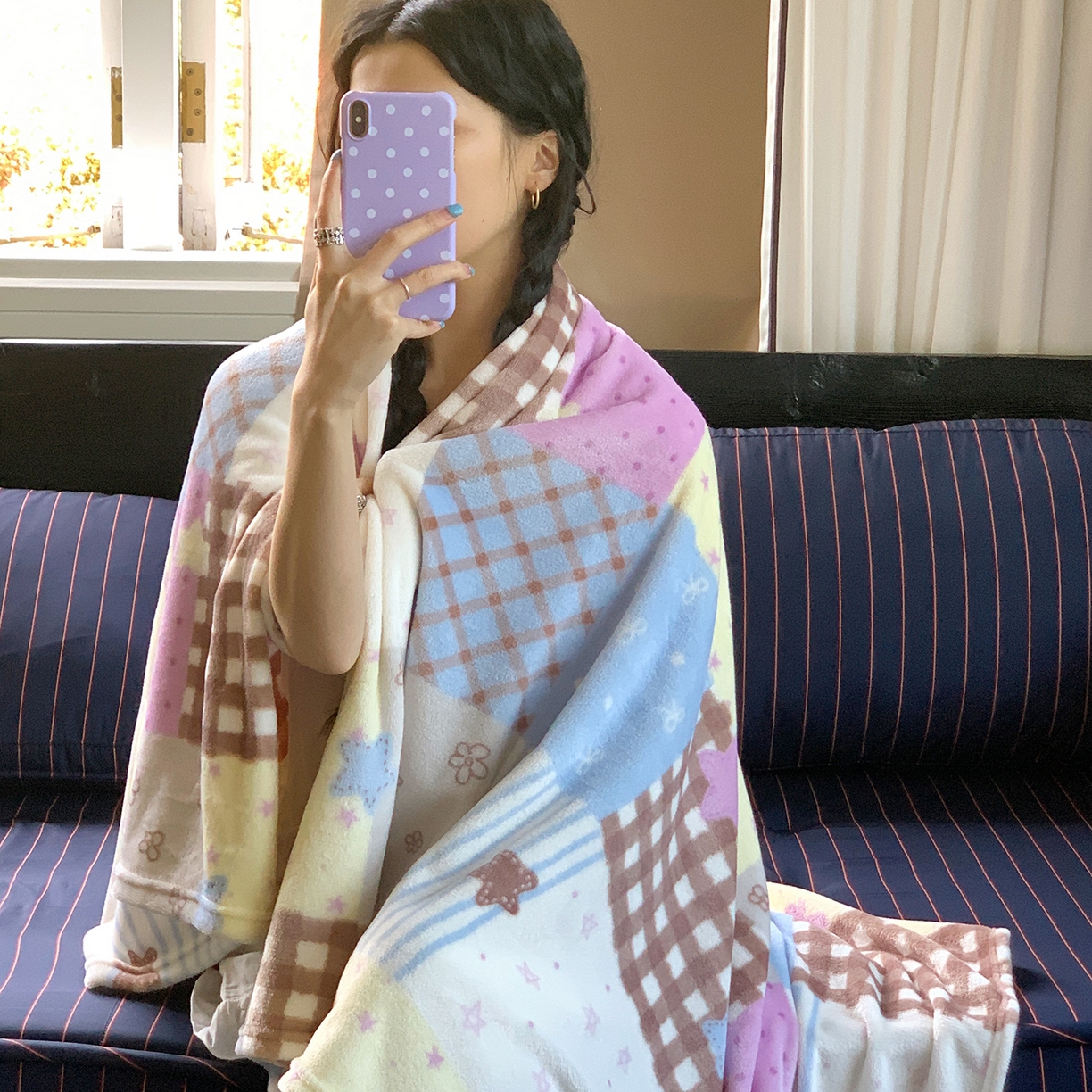 91家纺网 家纺一手货源 找家纺 桃喜 2026新款330g双面印花牛奶绒毛毯毯子 软糖拼布星星