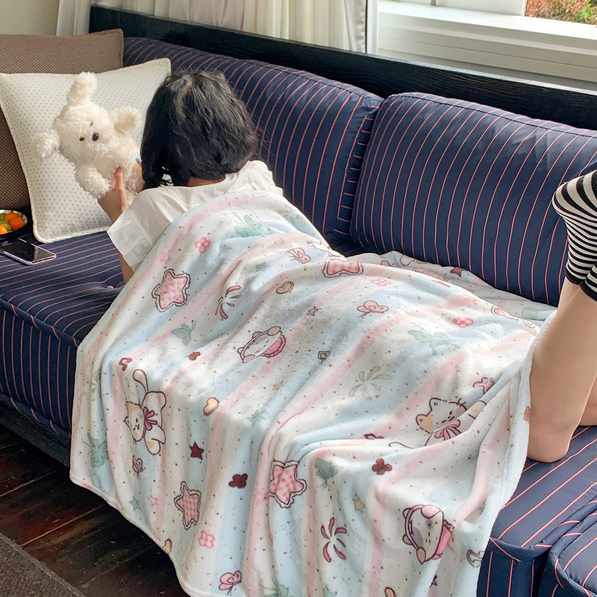 91家纺网 家纺一手货源 找家纺 桃喜 2026新款330g双面印花牛奶绒毛毯毯子 马卡龙猫咪