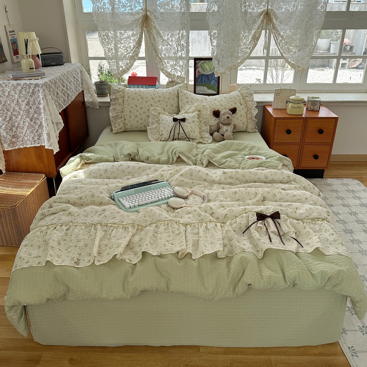 91家纺网 家纺一手货源 找家纺 （总）栩裕纺织 2026新款提花泡芙棉立体花边简约韩系夏被-夏被三件套四件套