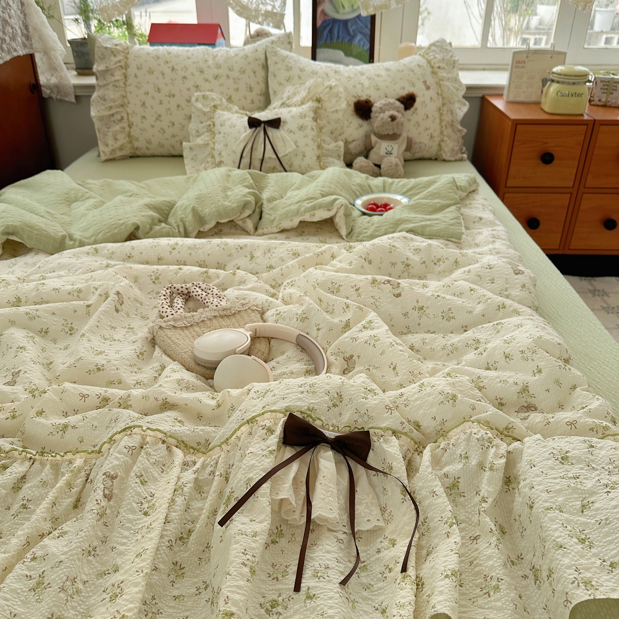 91家纺网 家纺一手货源 找家纺 （总）栩裕纺织 2026新款提花泡芙棉立体花边简约韩系夏被-夏被三件套四件套