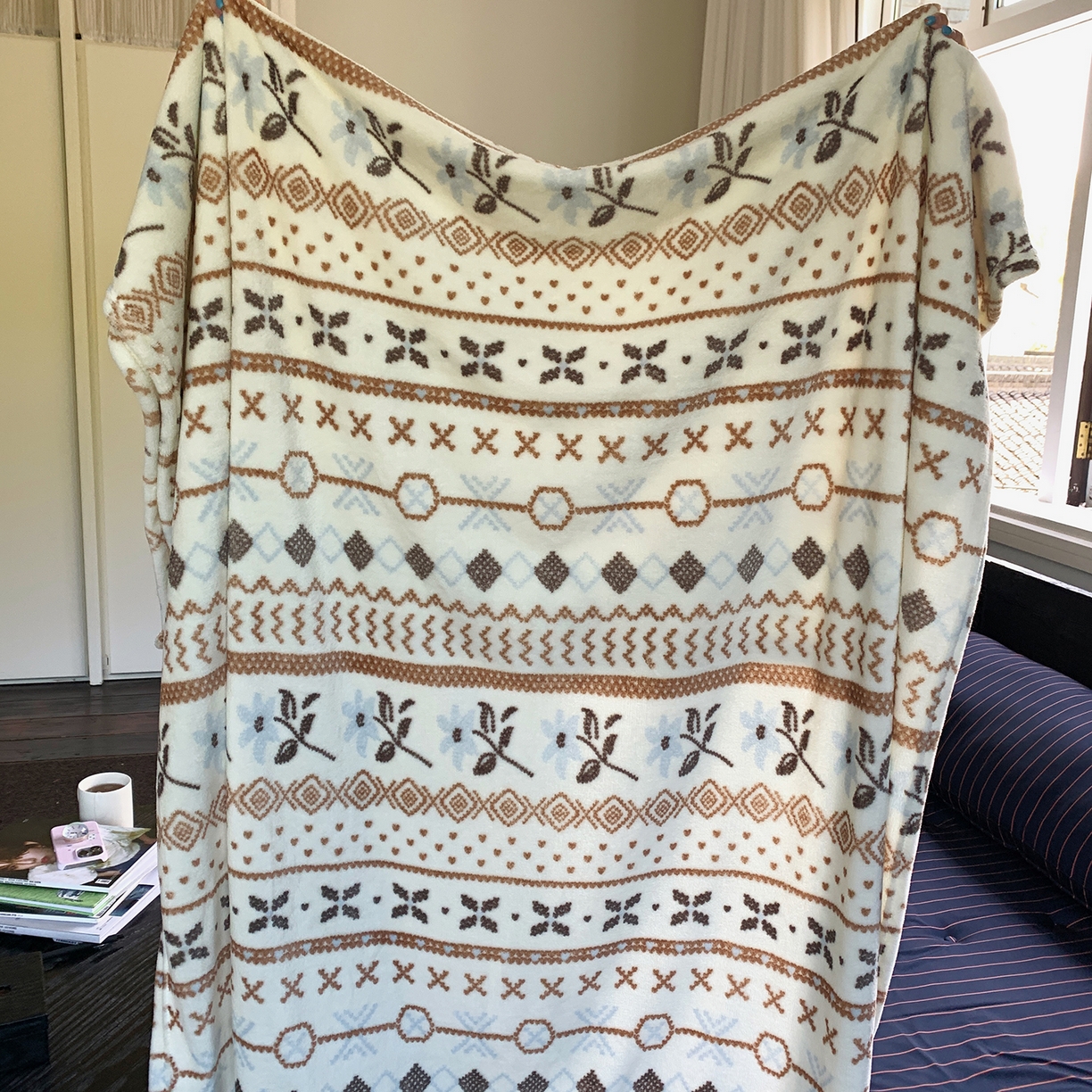 桃喜 2026新款330g双面印花牛奶绒毛毯毯子 复古费尔岛