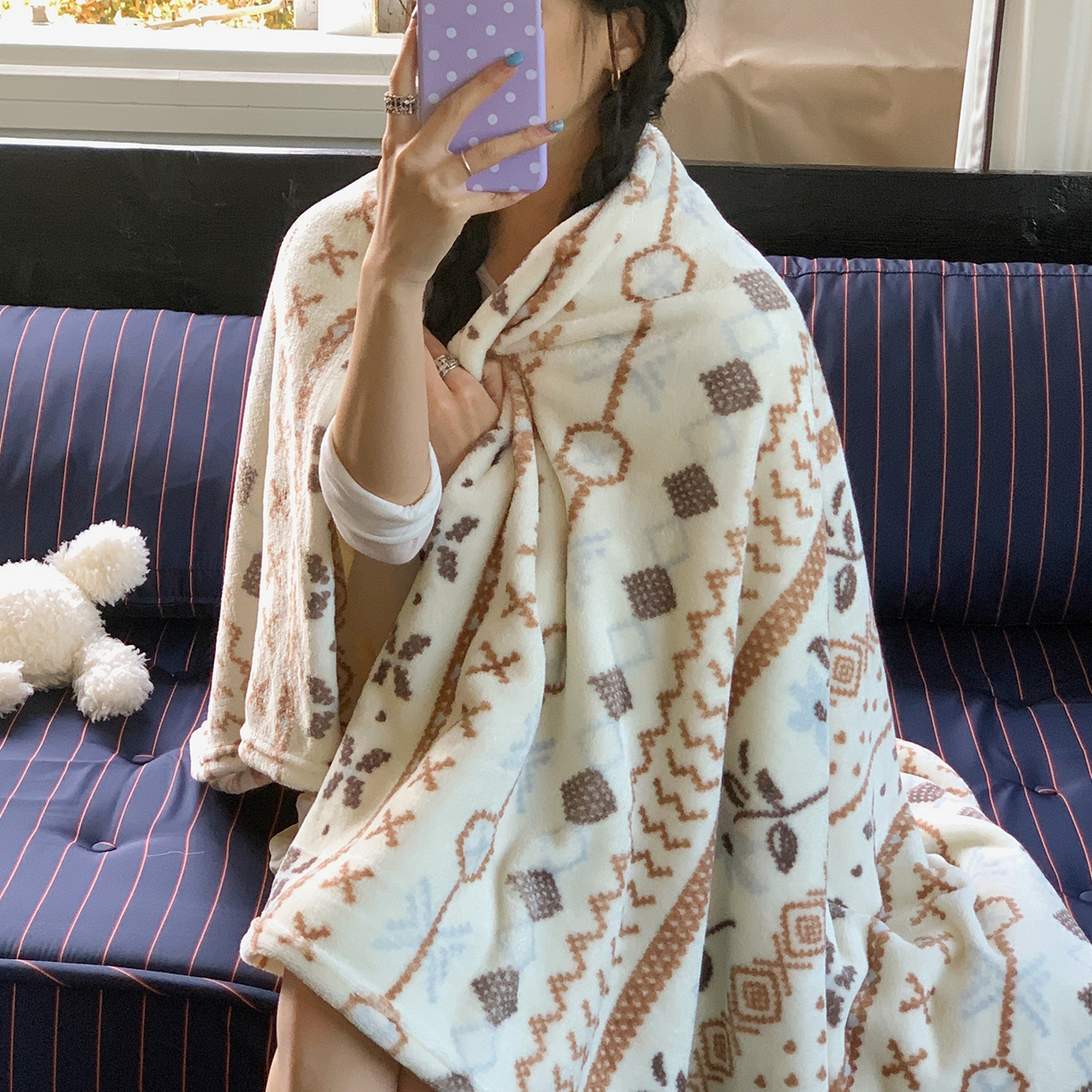 91家纺网 家纺一手货源 找家纺 桃喜 2026新款330g双面印花牛奶绒毛毯毯子 复古费尔岛